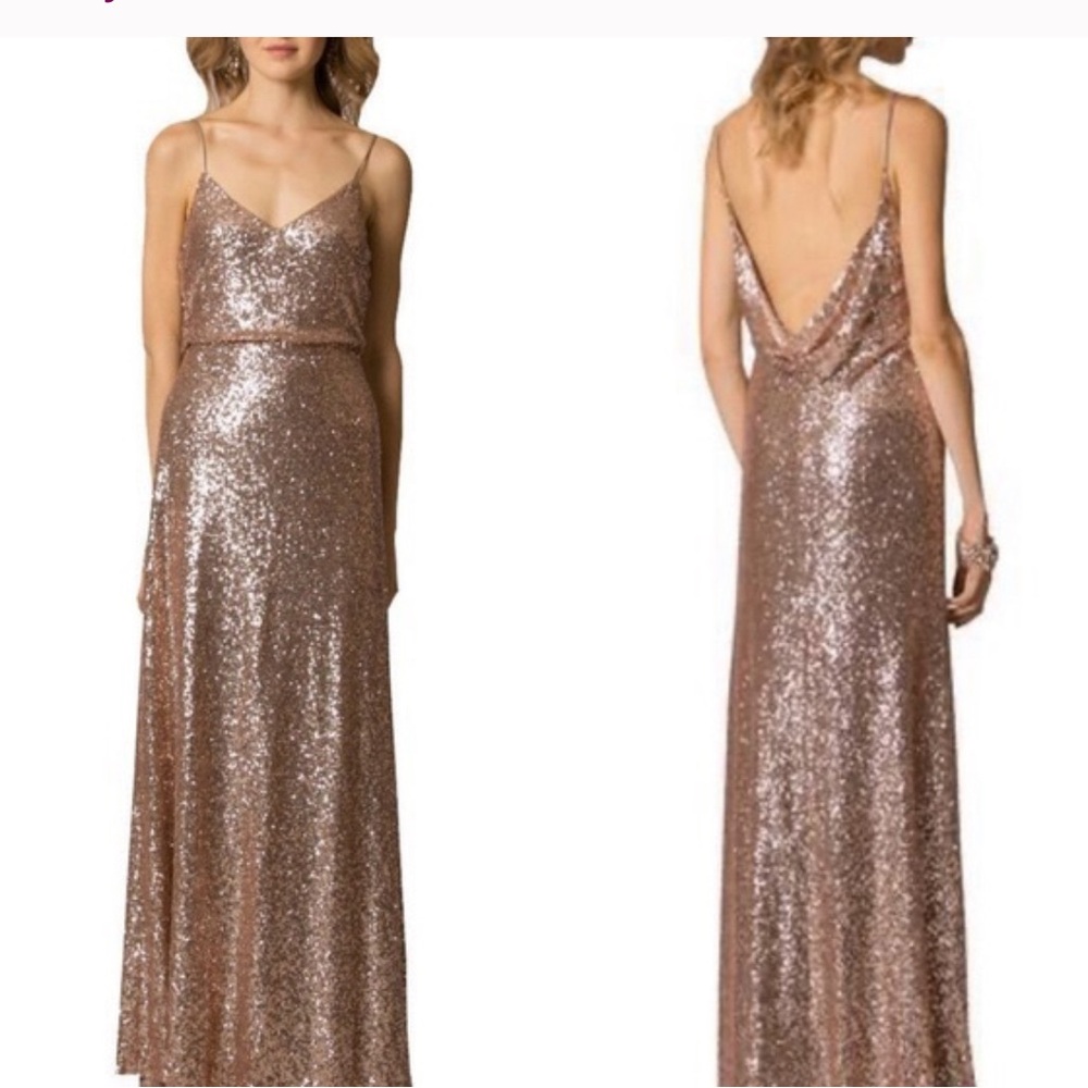 Jenny Yoo rose gold sequin dress size 2